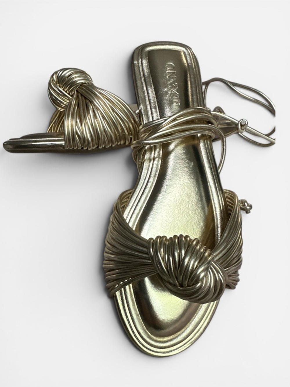 Knot-Detail Metallic Gold Women’s Sandals